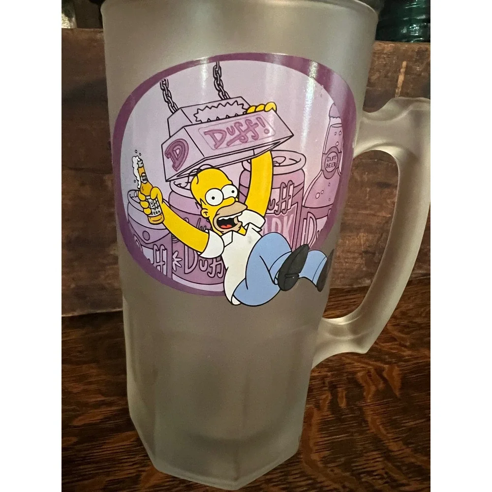 Vintage 2001 The Simpsons Homer Duff Beer Frosted Glass Stein Mug Matt Groening